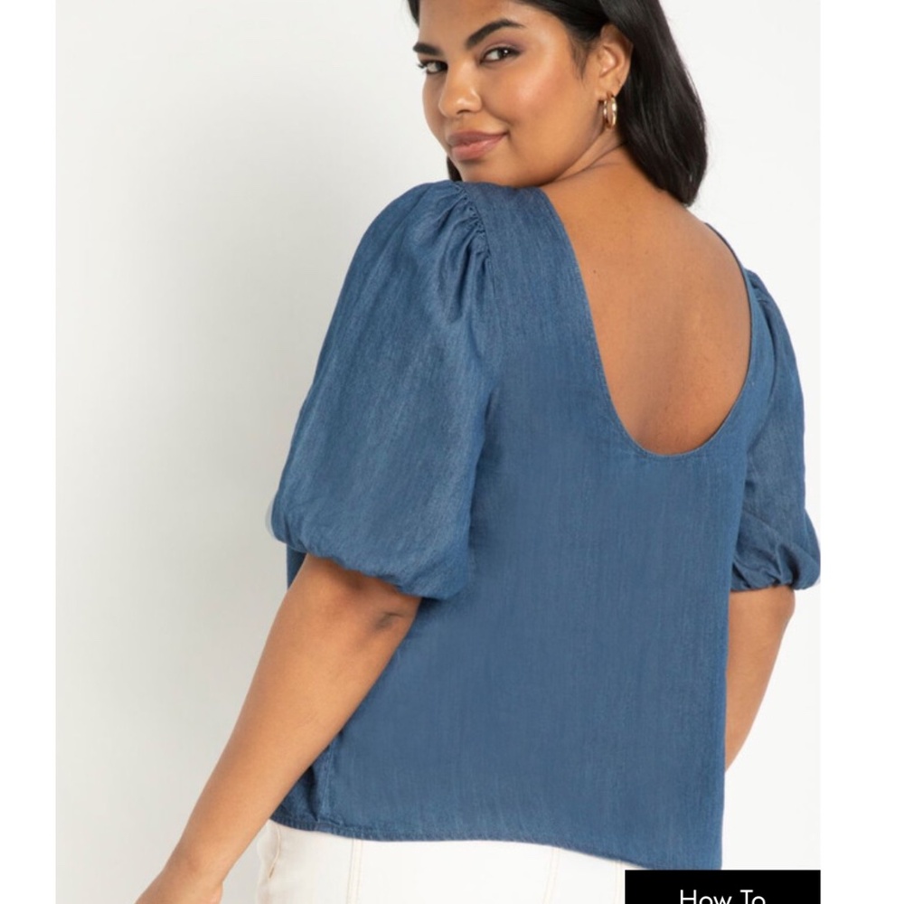 Eloquii Denim Puff Sleeve Top Size 20